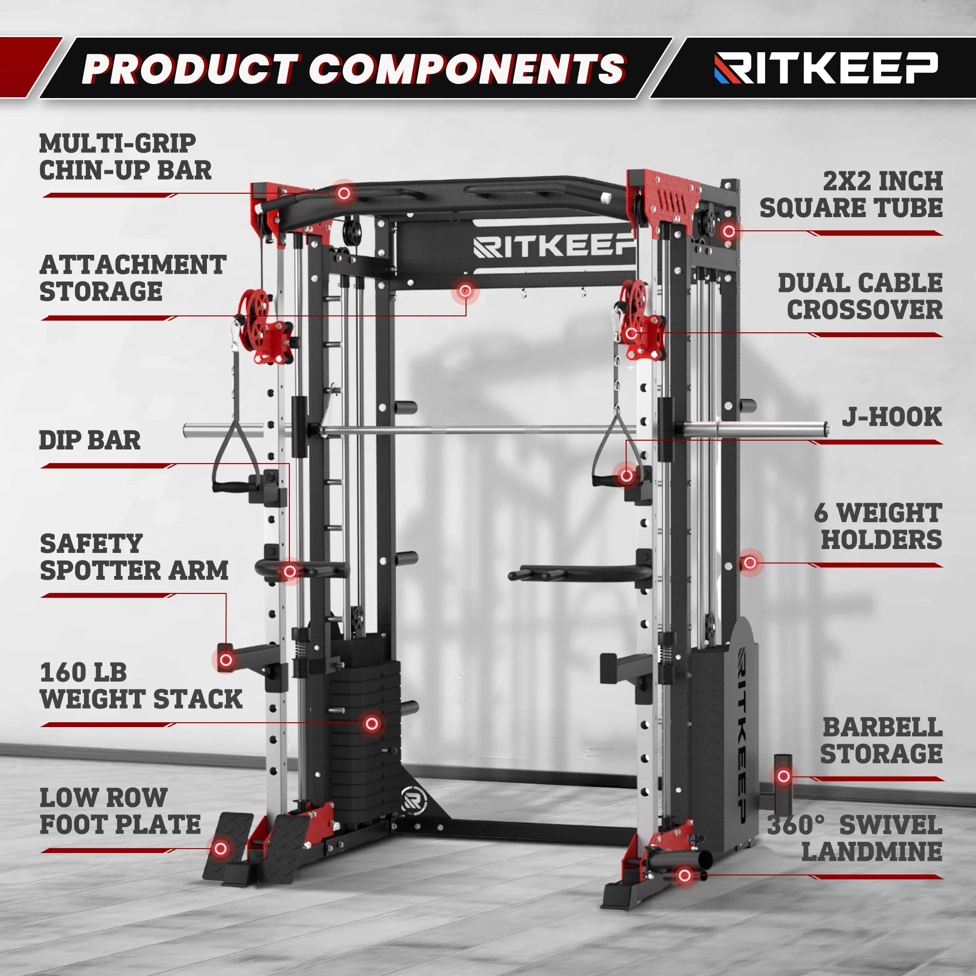 PMAX 5600 Home Gym Smith Machine (2025 Version) - Integrated Weight System - Image 20