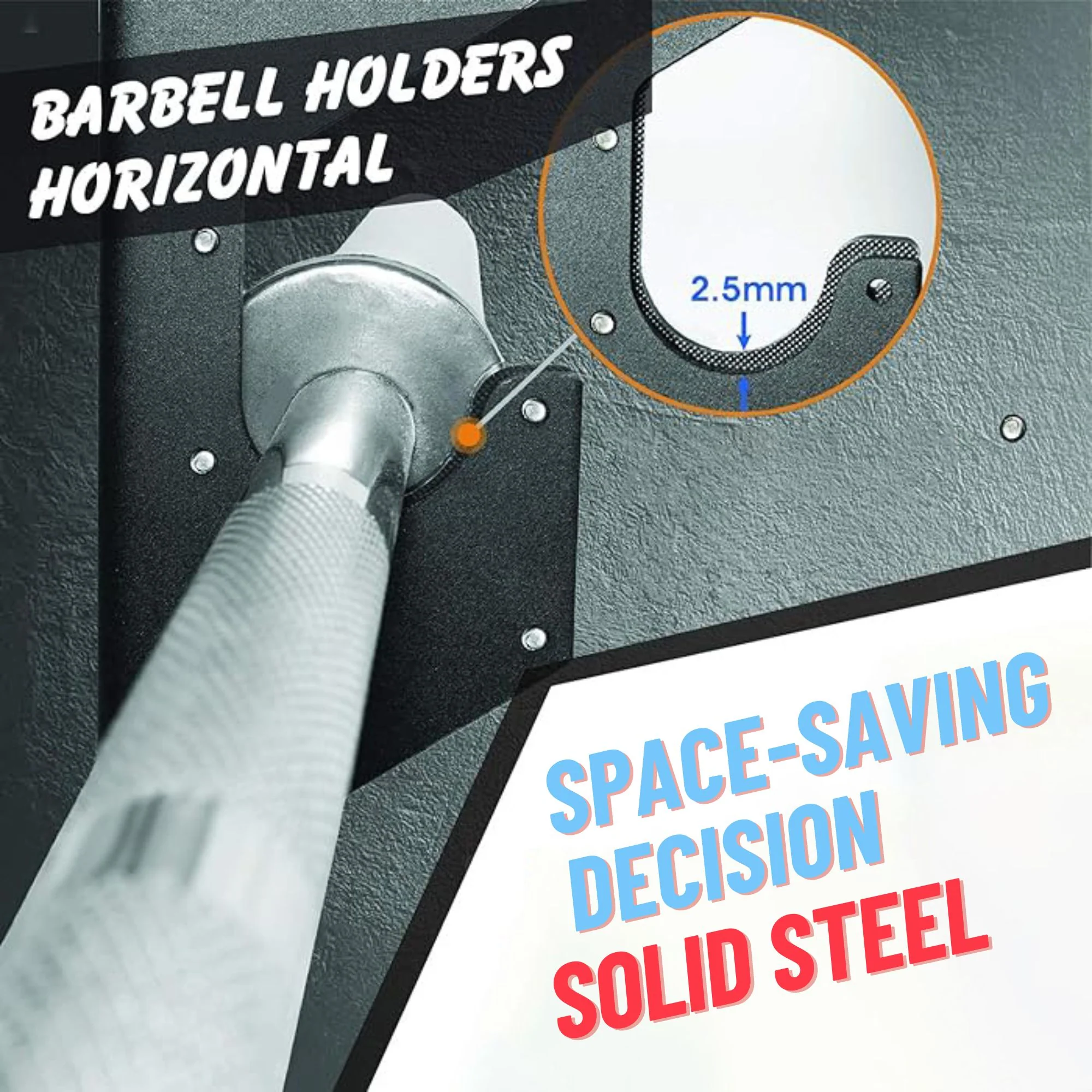 Wall Mounted 3 Barbell Rack - Image 3