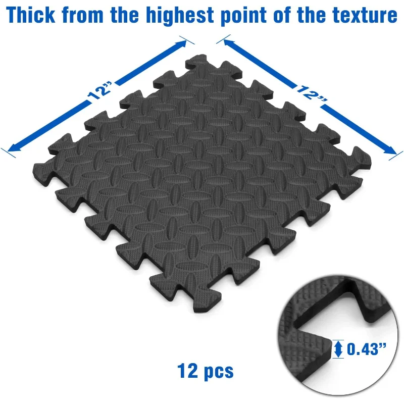 RitKeep 36 pcs Black Gym Puzzle Mats, Cover 36 sqft, 3/8 inch Thick - Image 8
