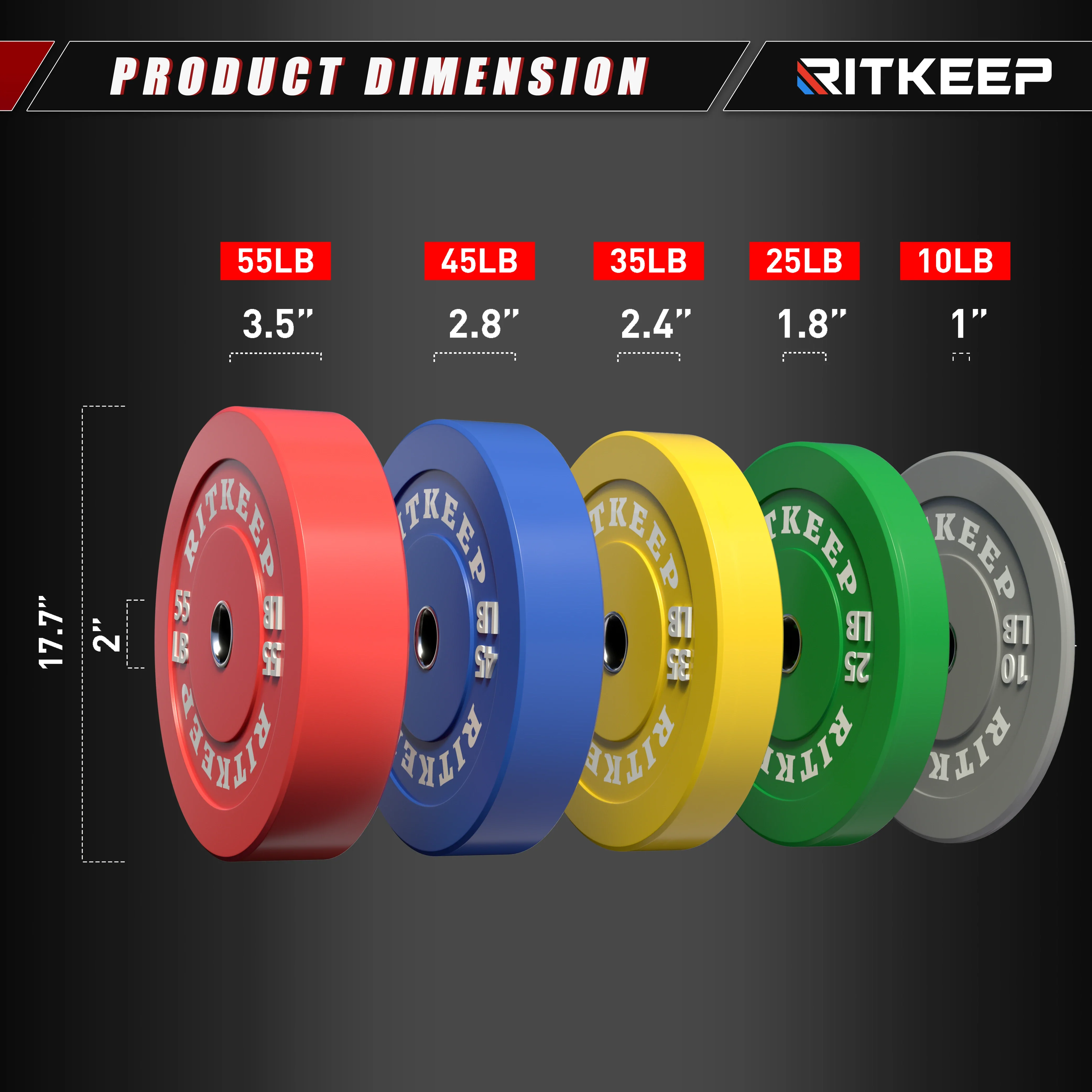 2" Colored Bumper Weight Plate Set & Olympic Barbell Package - Image 19