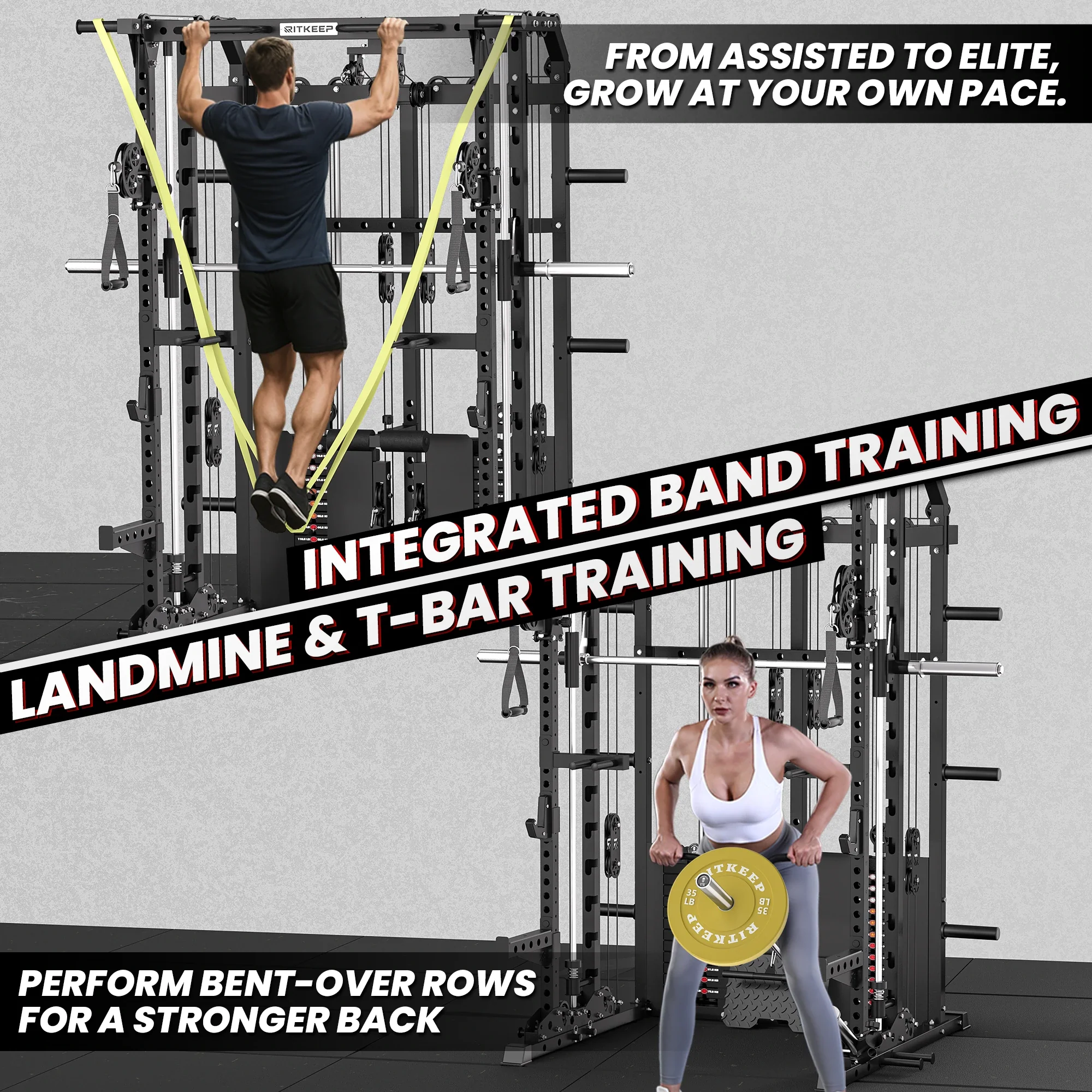 ANVIL S1 Unilateral and Bilateral Training Smith Machine with Rear Dual Weight Stack - Image 17