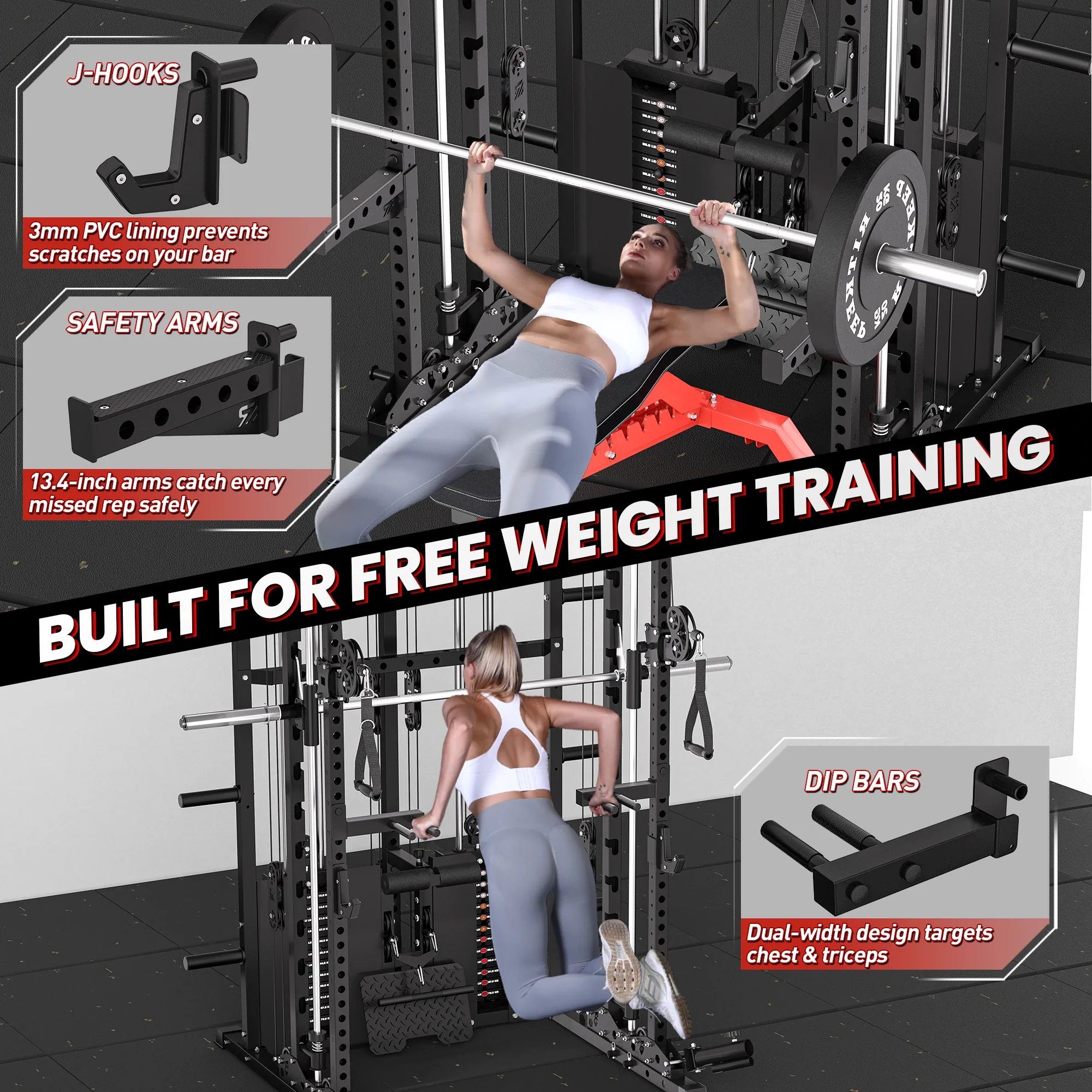 ANVIL S1 Unilateral and Bilateral Training Smith Machine with Rear Dual Weight Stack - Image 18