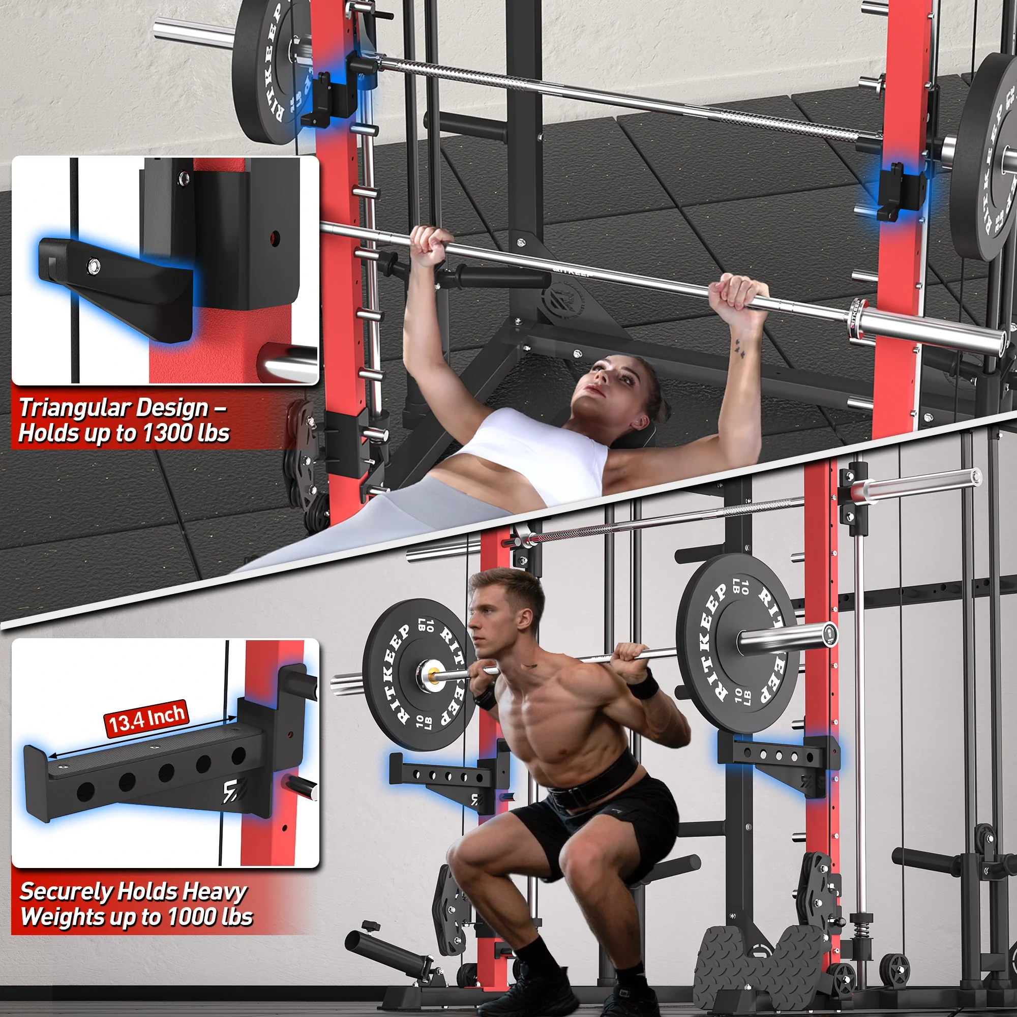 PMAX 4750 Dual Plate Loaded Multi Functional Smith Machine - Image 27