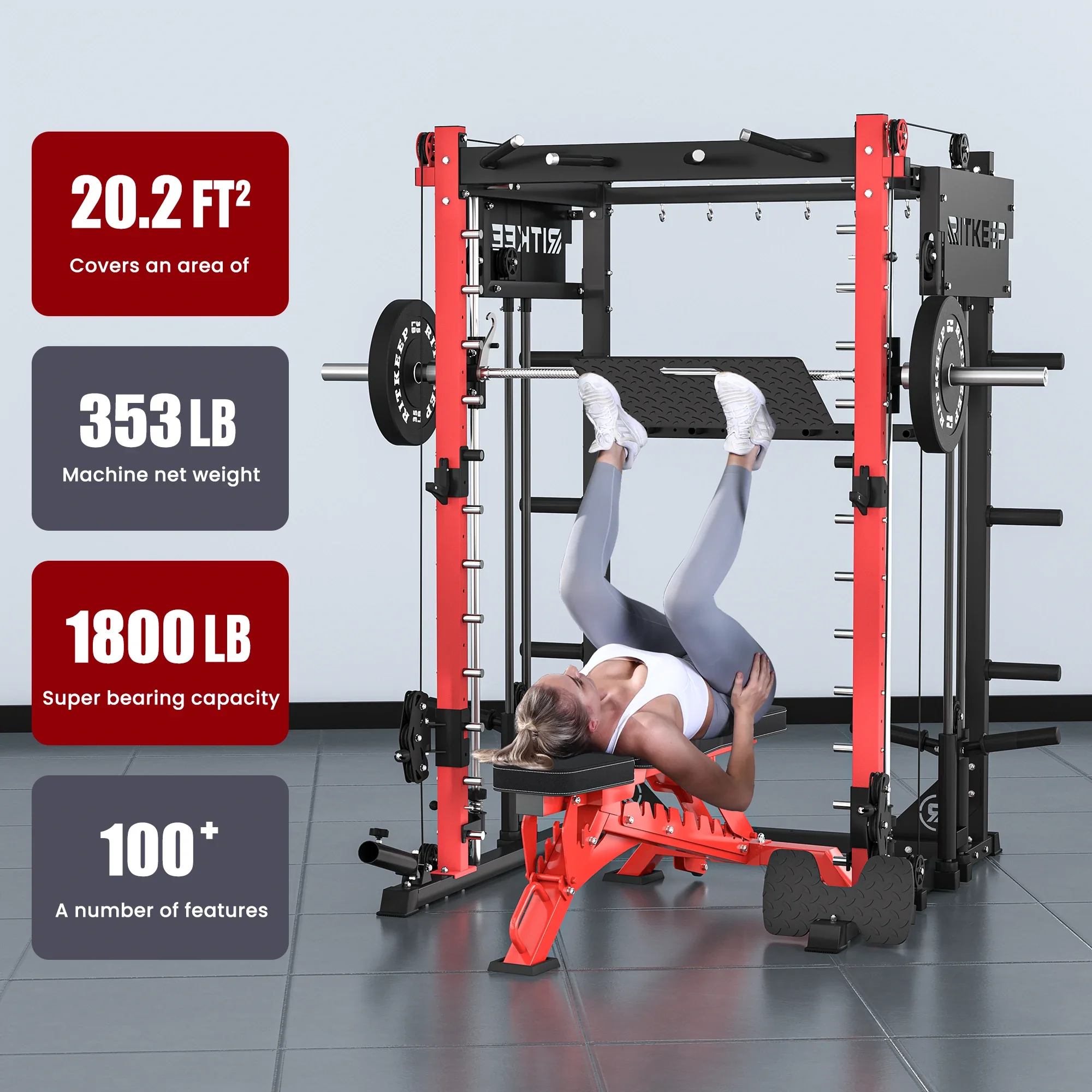 PMAX 4750 Dual Plate Loaded Multi Functional Smith Machine - Image 18
