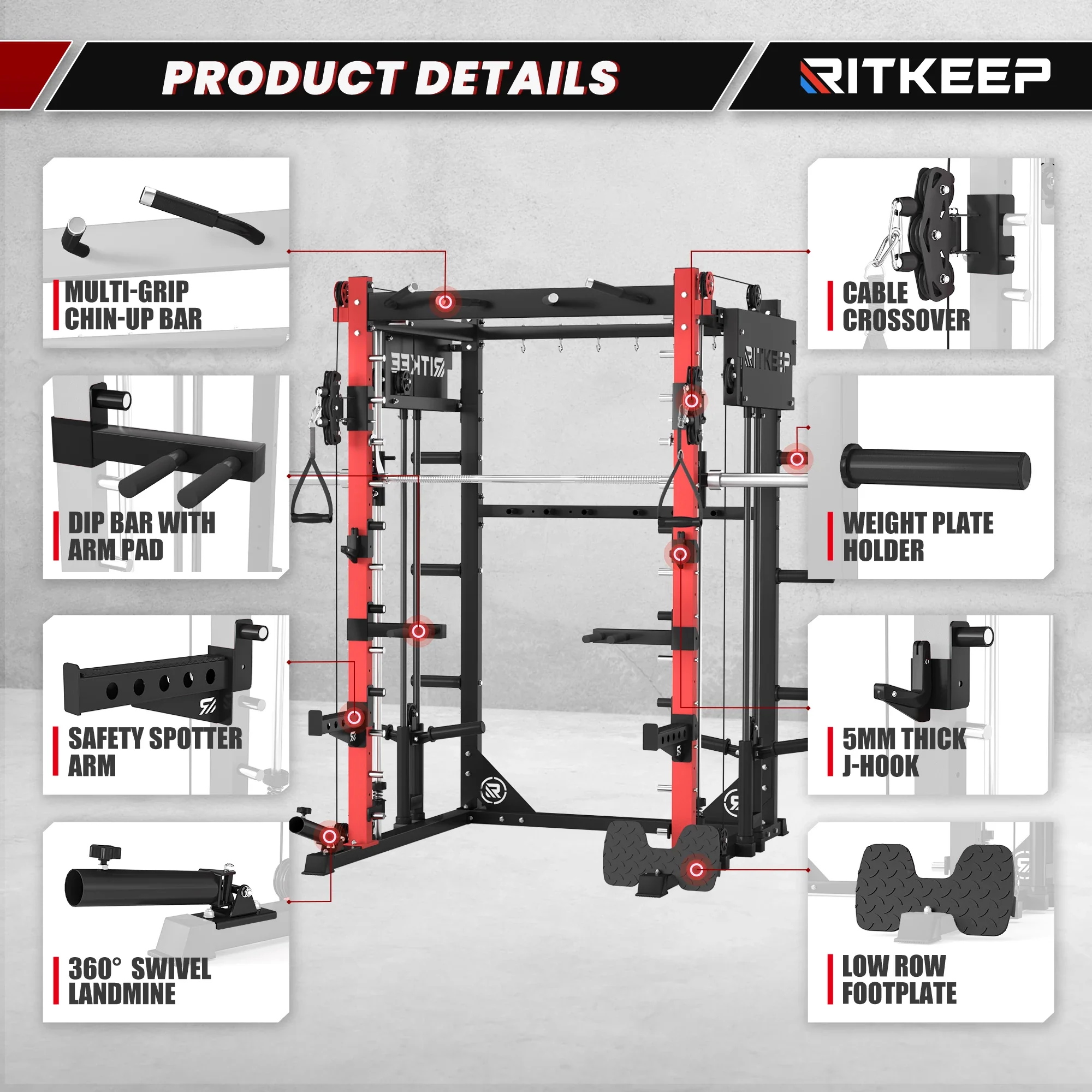 PMAX 4750 Dual Plate Loaded Multi Functional Smith Machine - Image 19