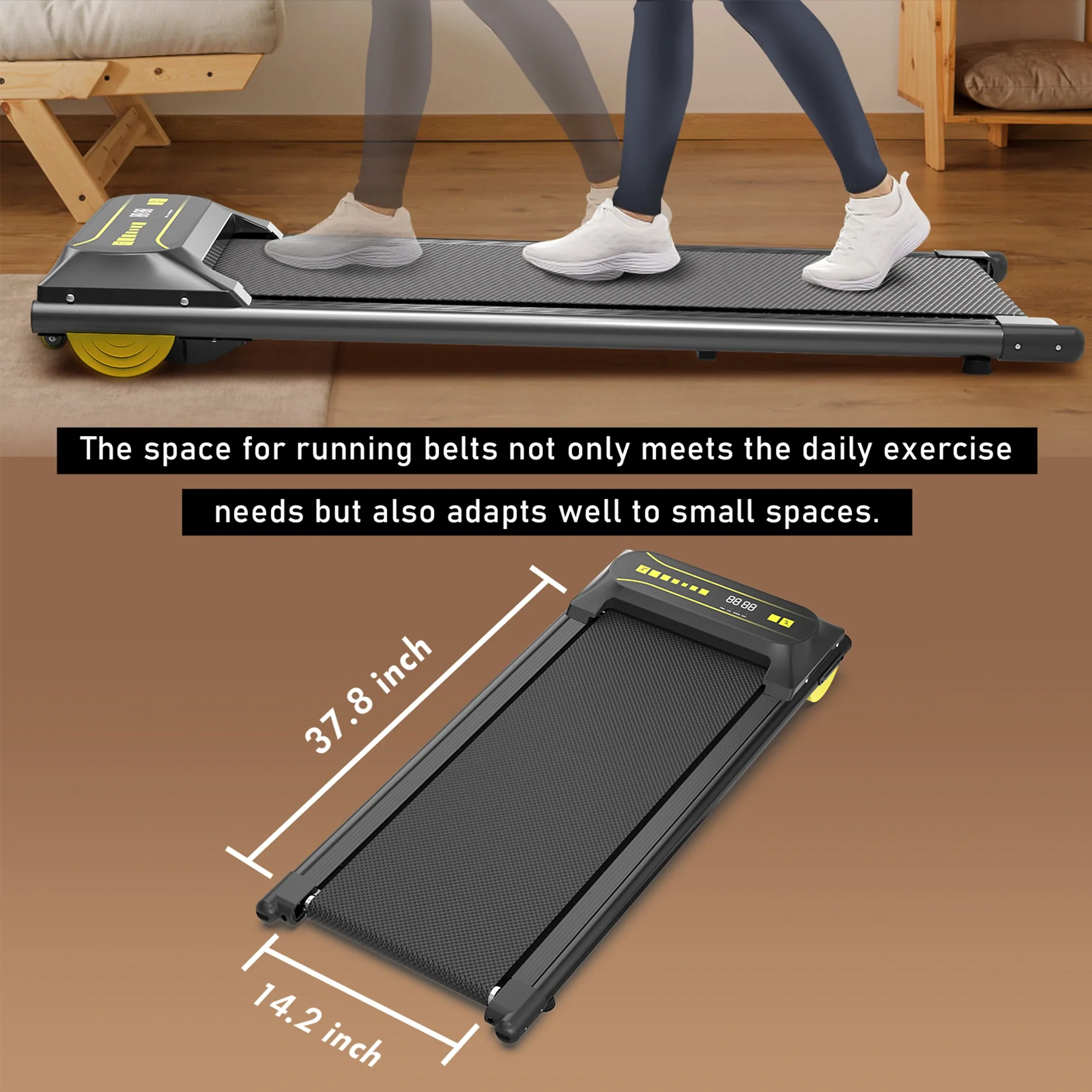 Q22 2-IN-1 Under Desk Treadmill with Dual Shock Absorbing & Remote Control - Image 11