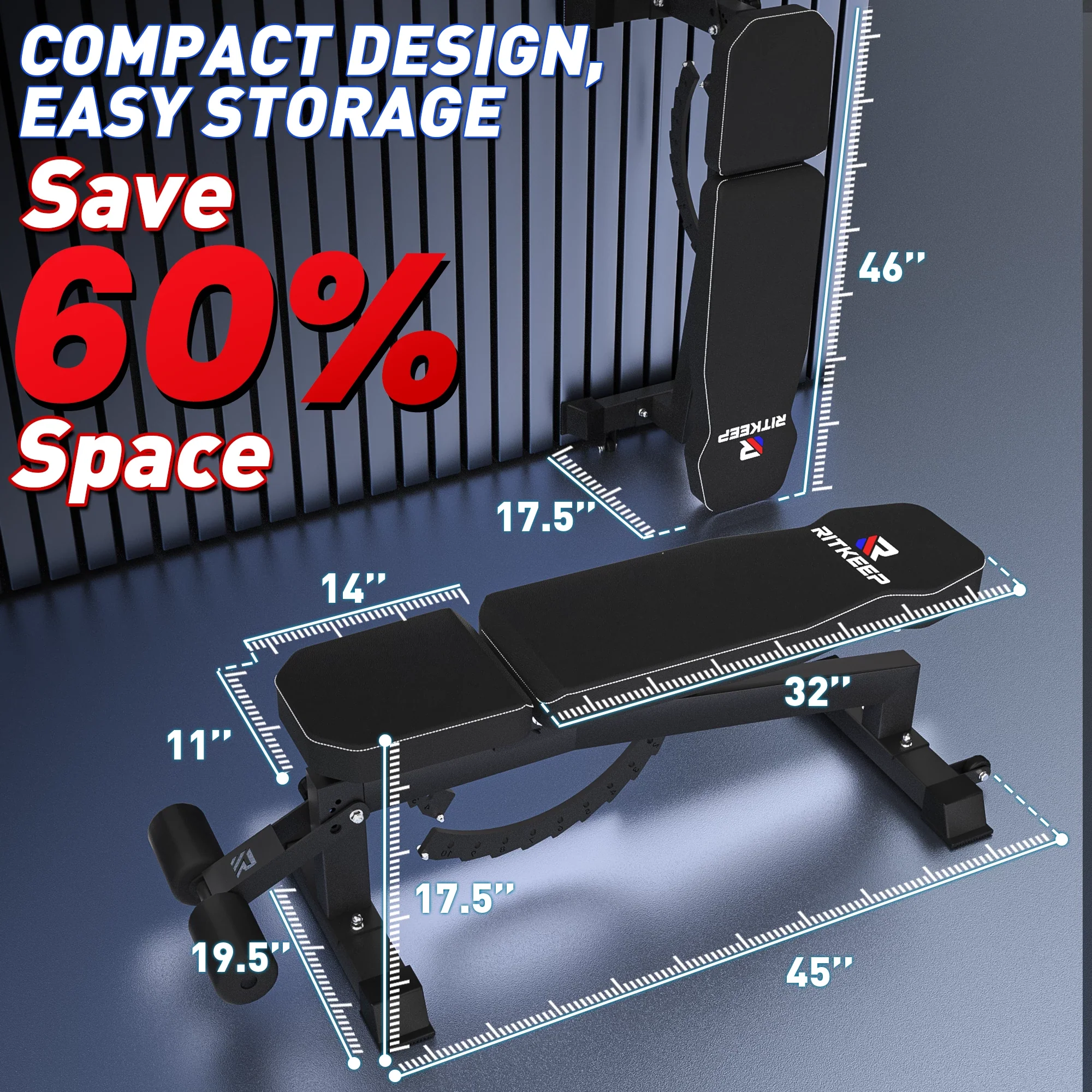 RAB-2000 Adjustable Weight Bench With Leg Attachment - Image 10