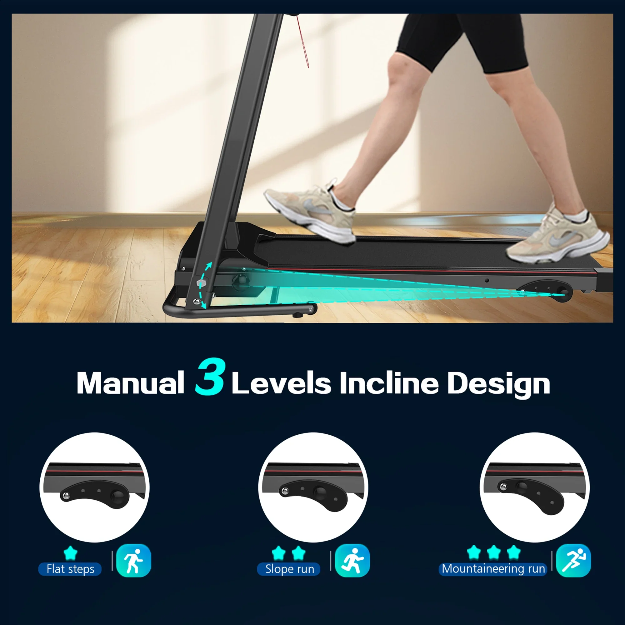 RTMX-750 2.5 HP Foldable Incline Treadmill with Bluetooth - Image 9