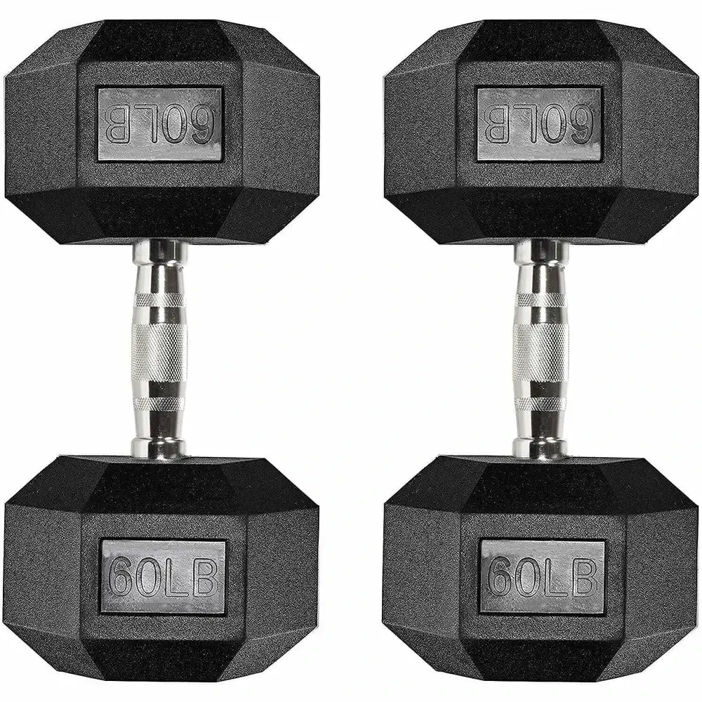 Six-sided Rubber Coated Hex Dumbbell Sets - Image 12