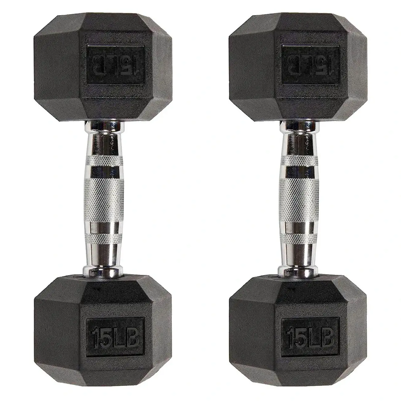 Six-sided Rubber Coated Hex Dumbbell Sets - Image 3