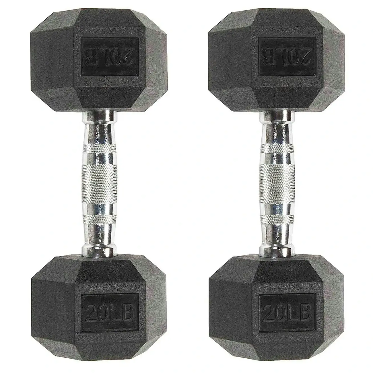 Six-sided Rubber Coated Hex Dumbbell Sets - Image 4