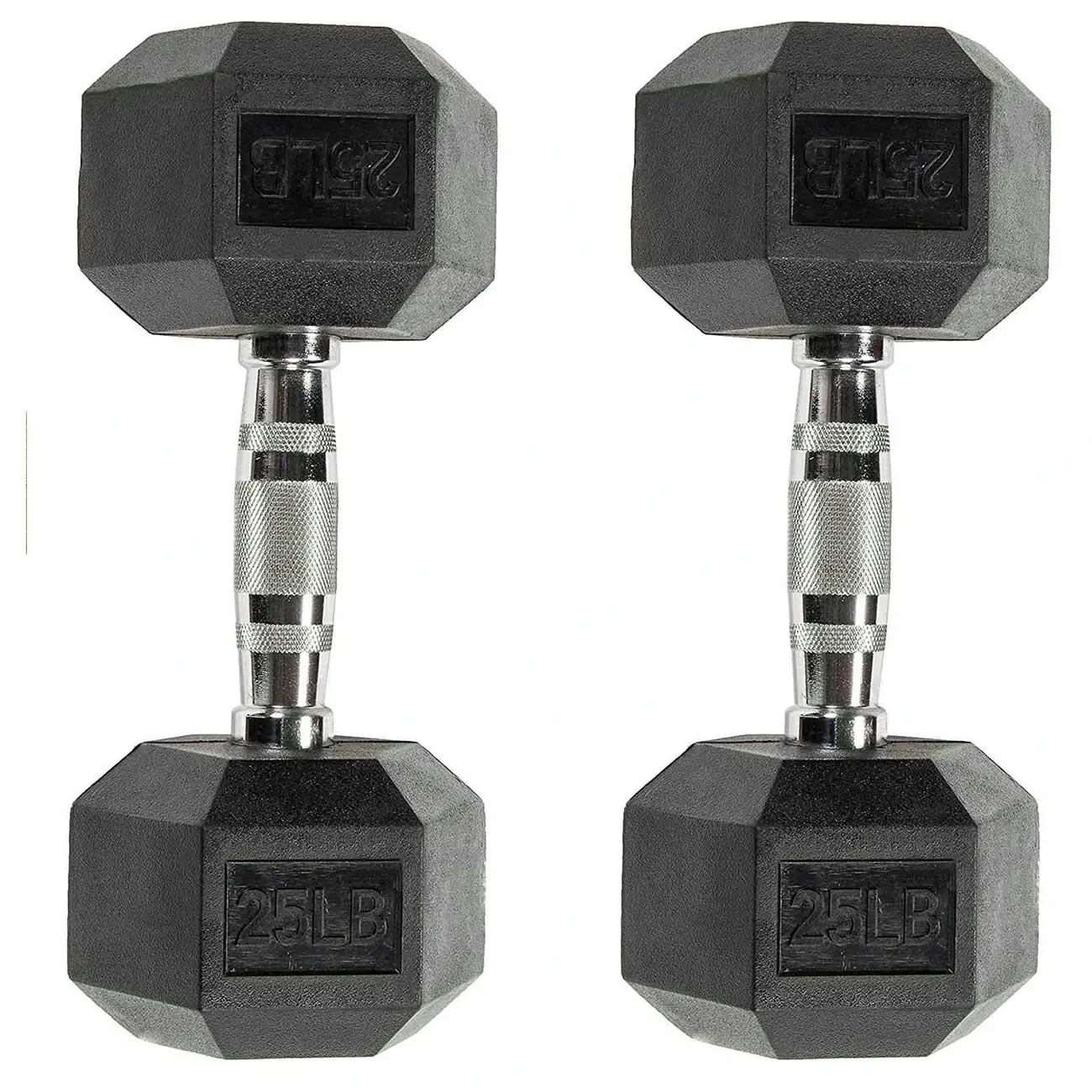 Six-sided Rubber Coated Hex Dumbbell Sets - Image 5
