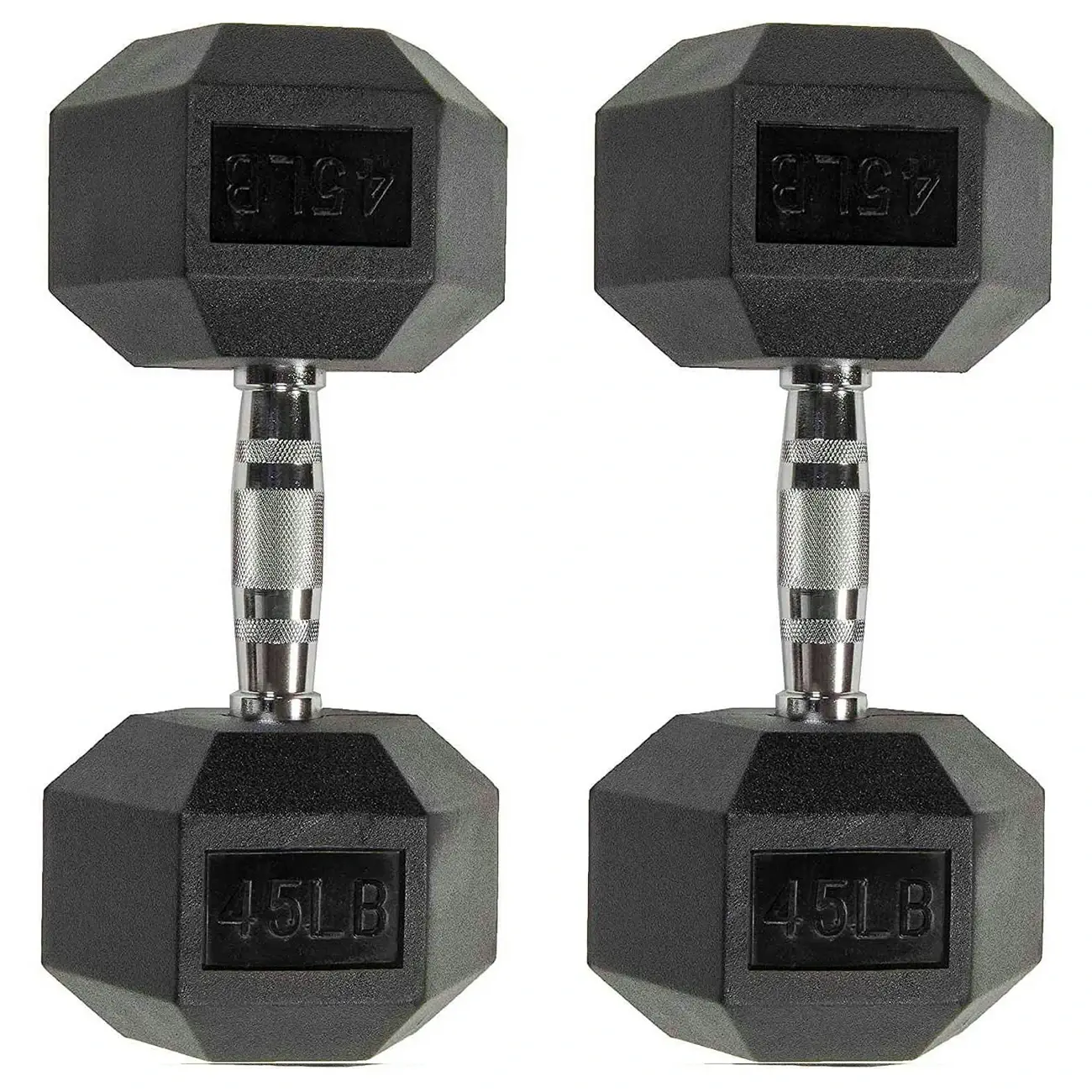 Six-sided Rubber Coated Hex Dumbbell Sets - Image 9