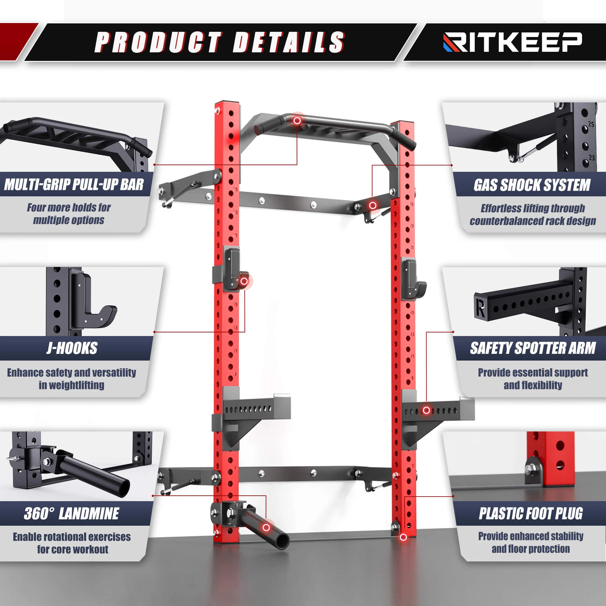 SR-3550 Folding Squat Rack With Pull-Up Bar - Image 3