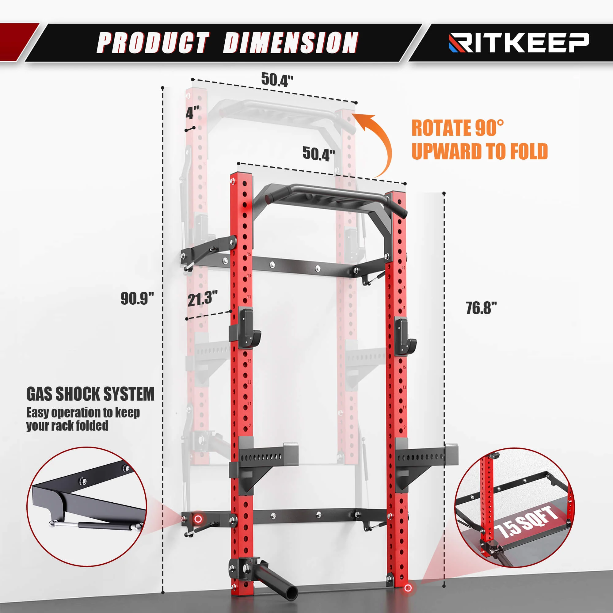 SR-3550 Folding Squat Rack With Pull-Up Bar - Image 4