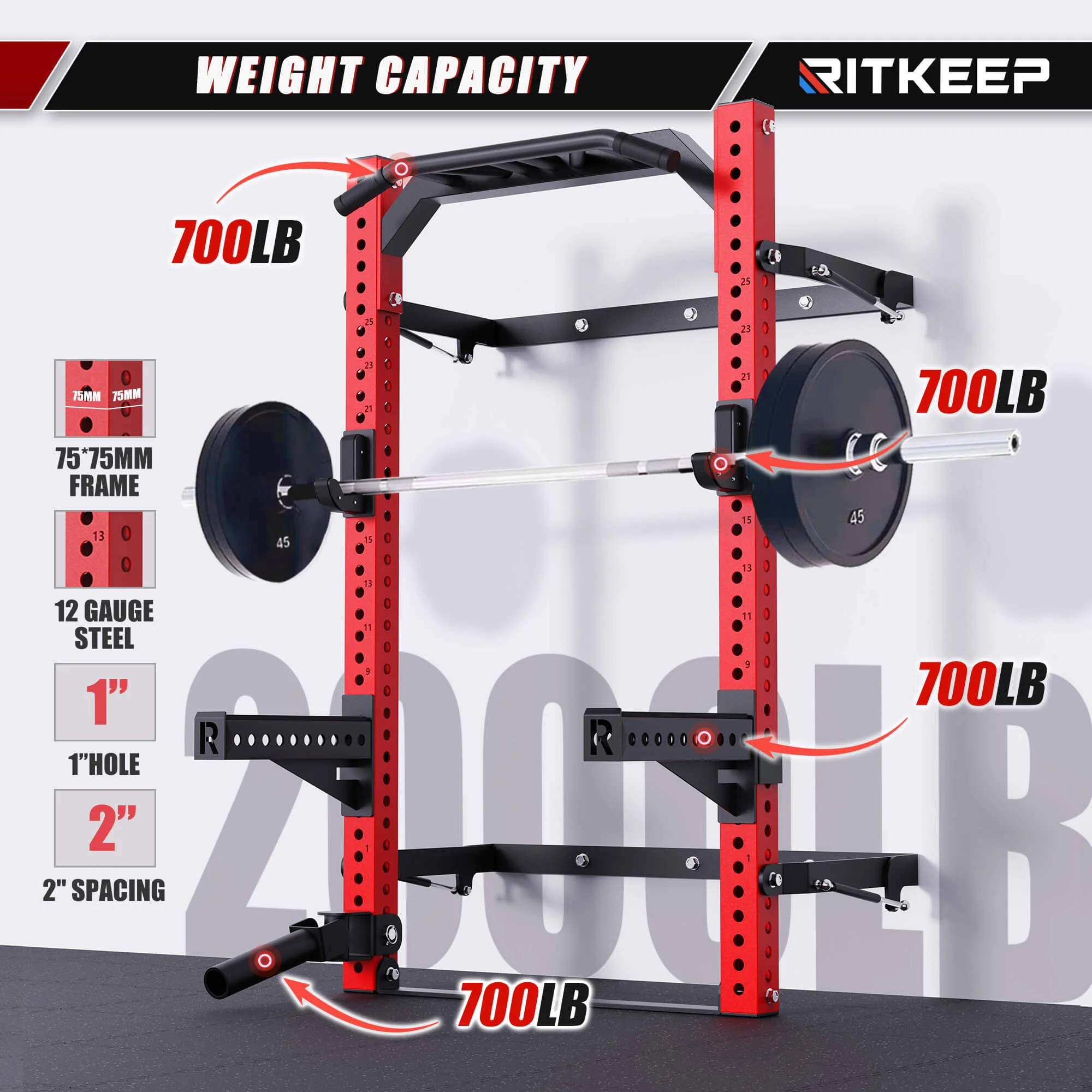 SR-3550 Folding Squat Rack With Pull-Up Bar - Image 5