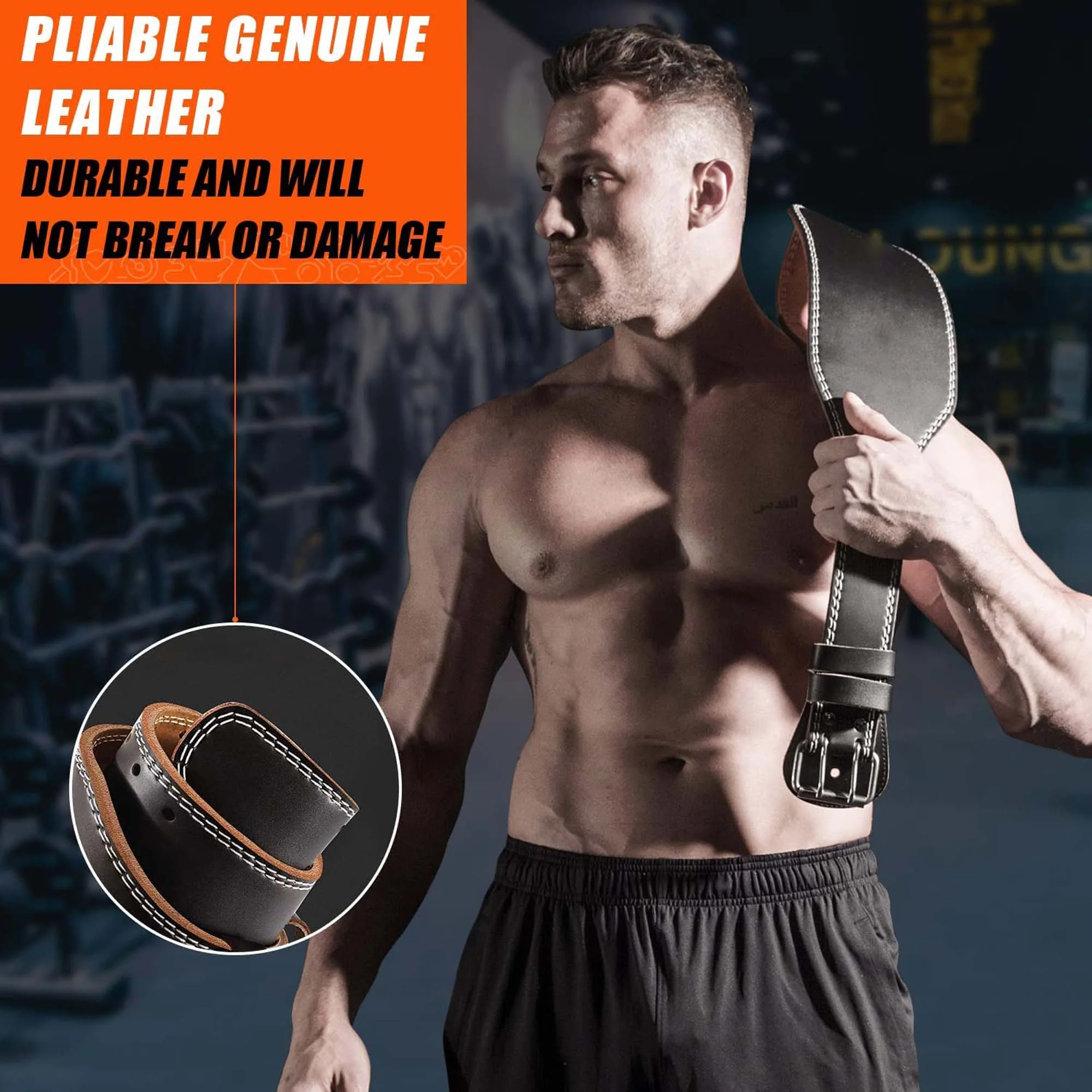 10mm Leather Double Prong Weightlifting Belt - Image 5